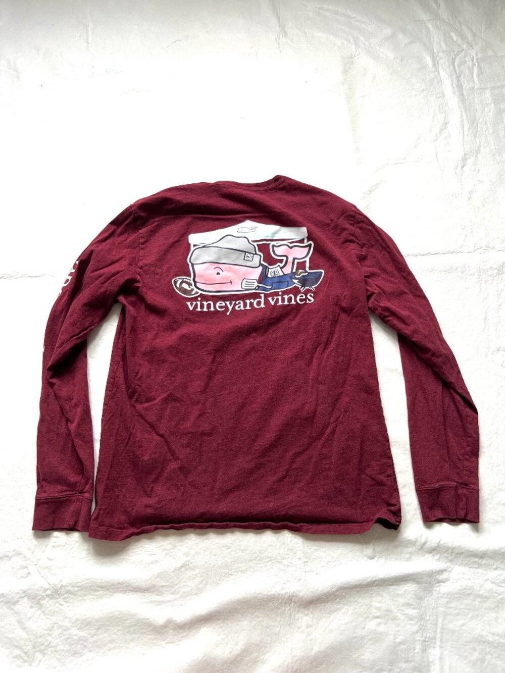 Vineyard Vines t shirt long sleeve mens Medium maroon burgundy football tailgate